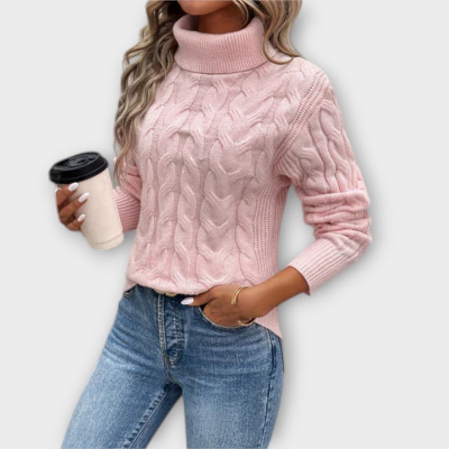 Amelia – Elegantní Svetřík s Rolákem v Pletenině