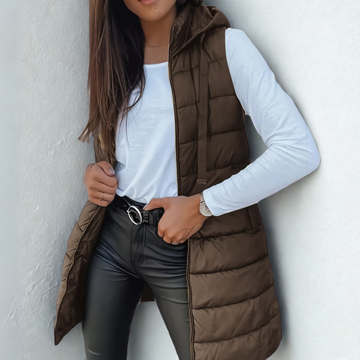 Amy l Casual Sleeveless Hood Long Puffer Vest