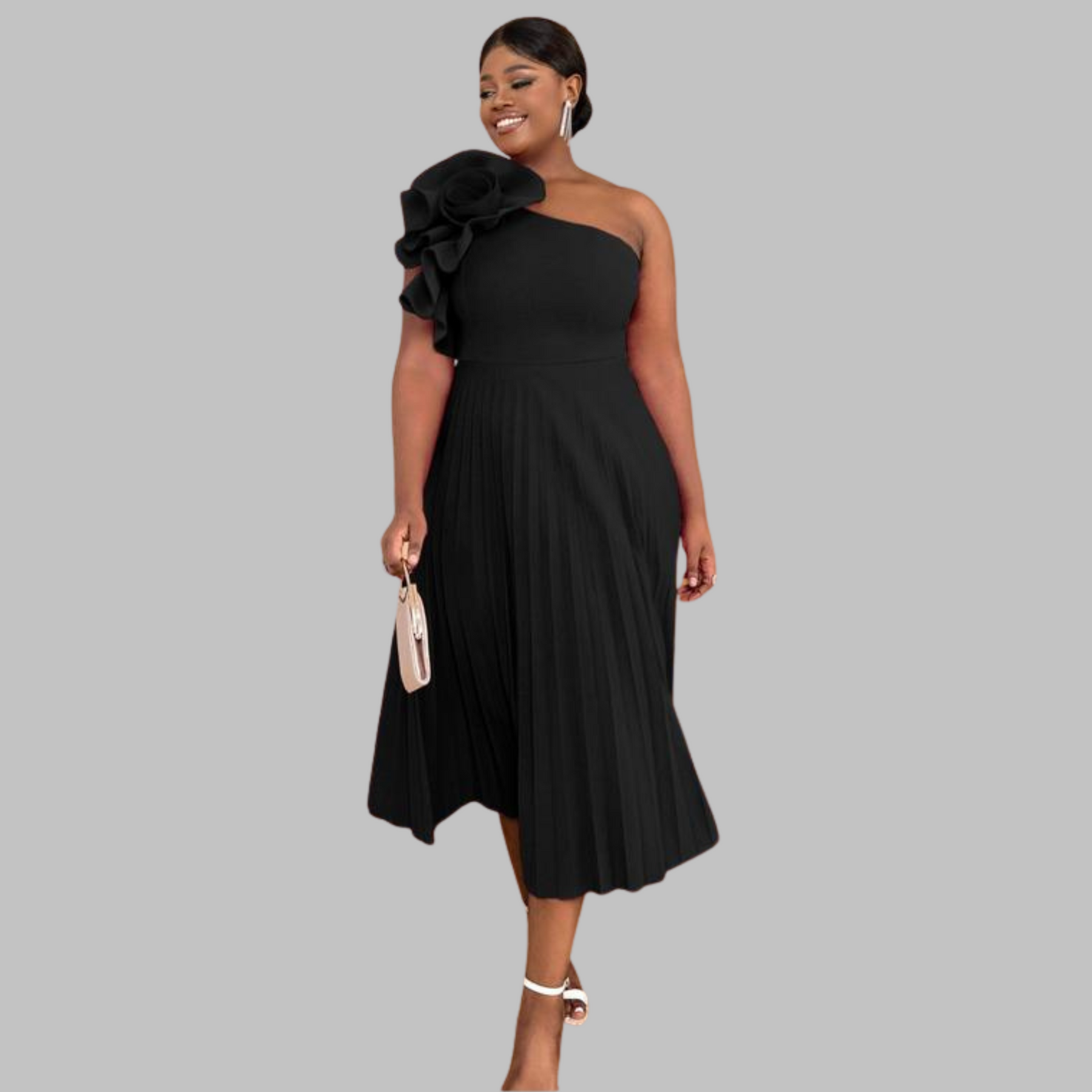 MINERVA™ - Elegant One Shoulder Ruffle Plus Size Evening Dress