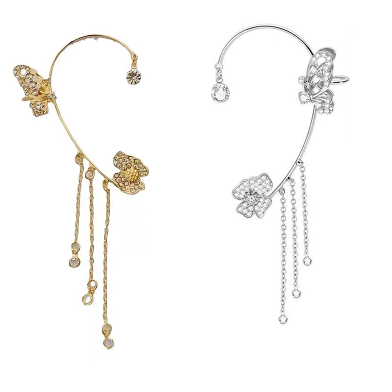 Camille - Clip-on Butterfly Tassel Earrings