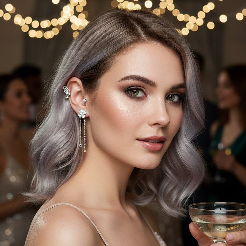 Camille - Clip-on Butterfly Tassel Earrings