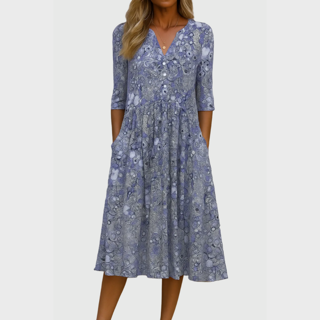 Harlow | Graceful V-Neck Elegance Midi Dress