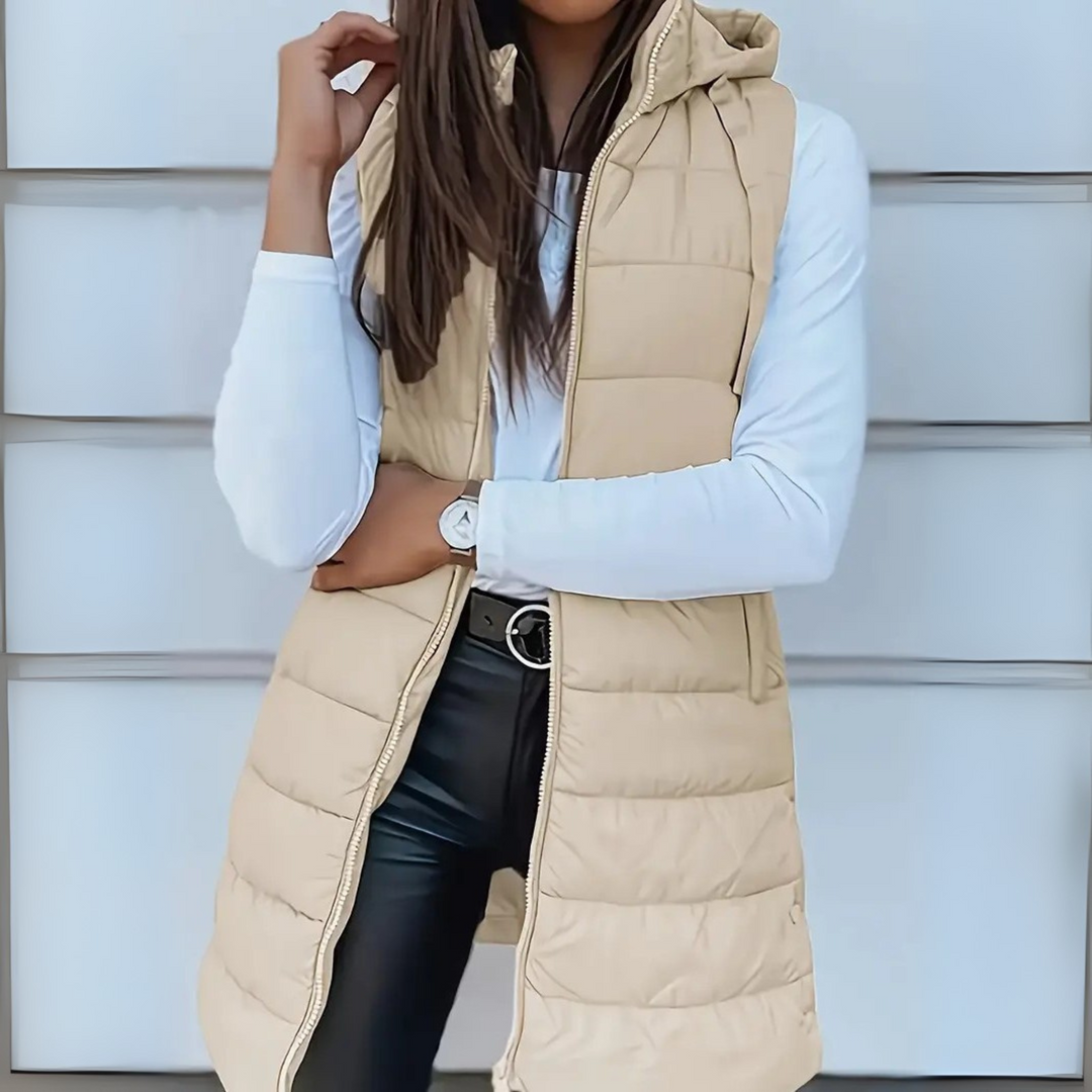 Amy l Casual Sleeveless Hood Long Puffer Vest
