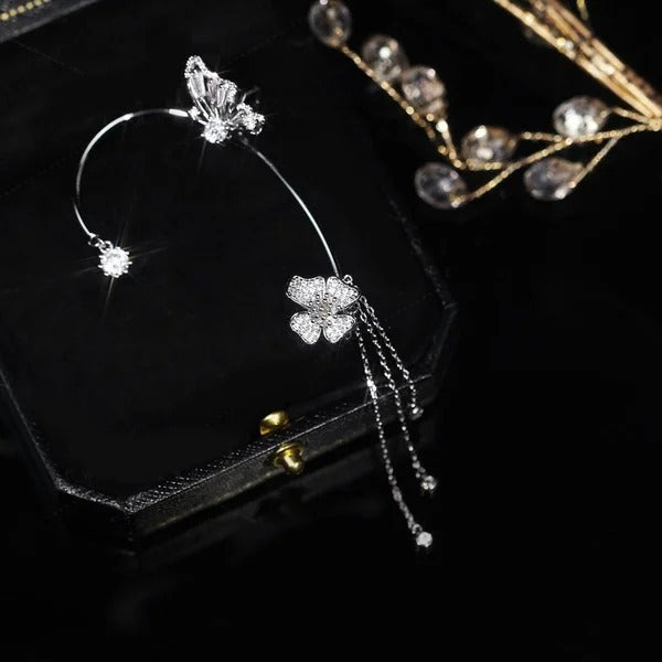 Camille - Clip-on Butterfly Tassel Earrings