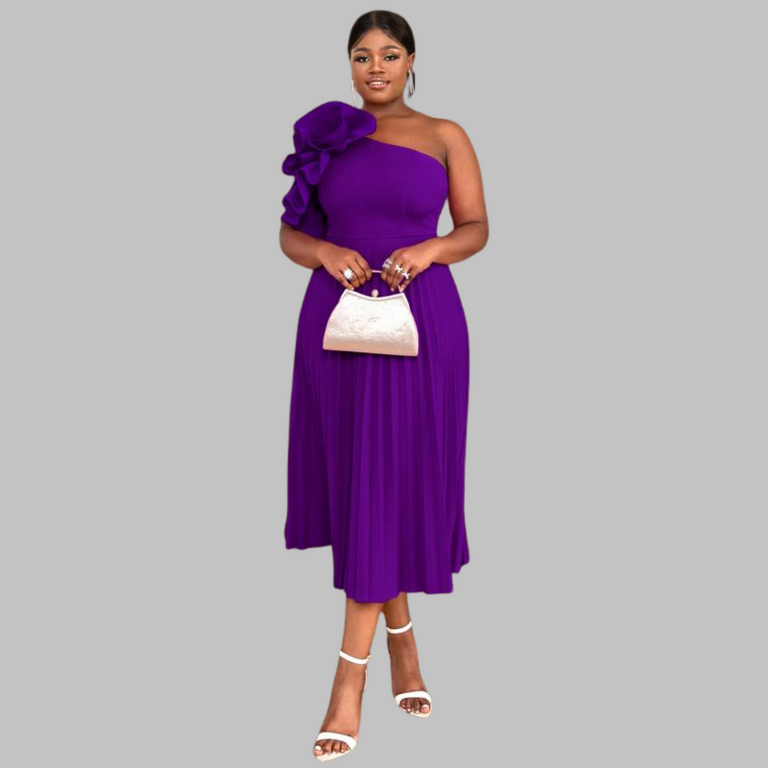 MINERVA™ - Elegant One Shoulder Ruffle Plus Size Evening Dress