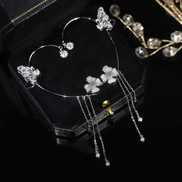 Camille - Clip-on Butterfly Tassel Earrings