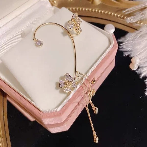 Camille - Clip-on Butterfly Tassel Earrings
