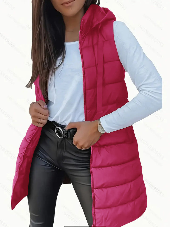 Amy l Casual Sleeveless Hood Long Puffer Vest