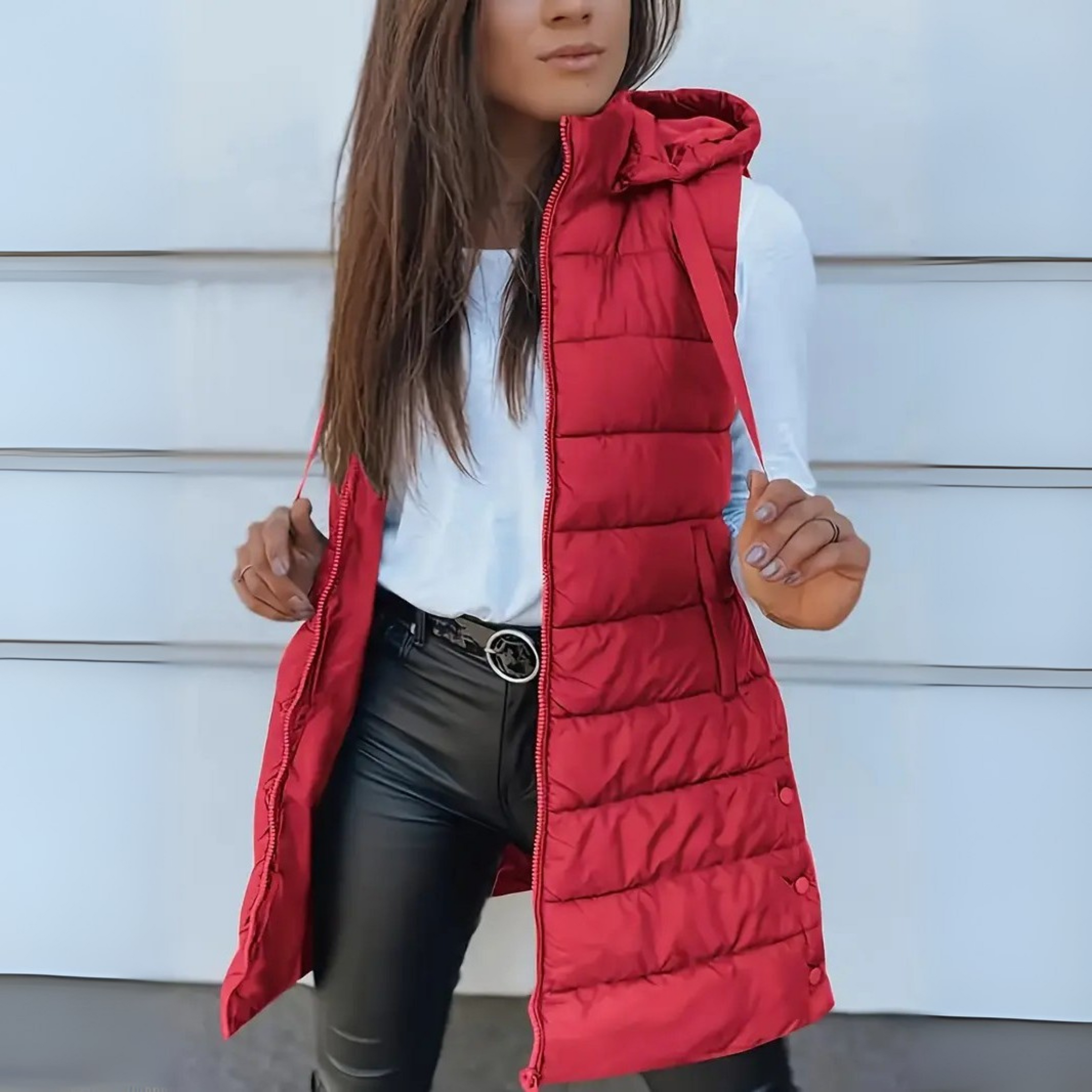 Amy l Casual Sleeveless Hood Long Puffer Vest