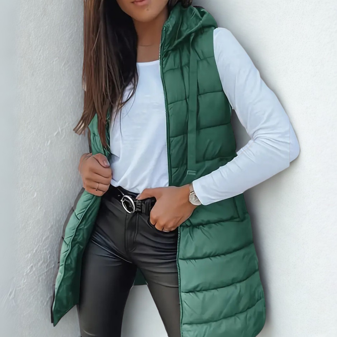 Amy l Casual Sleeveless Hood Long Puffer Vest