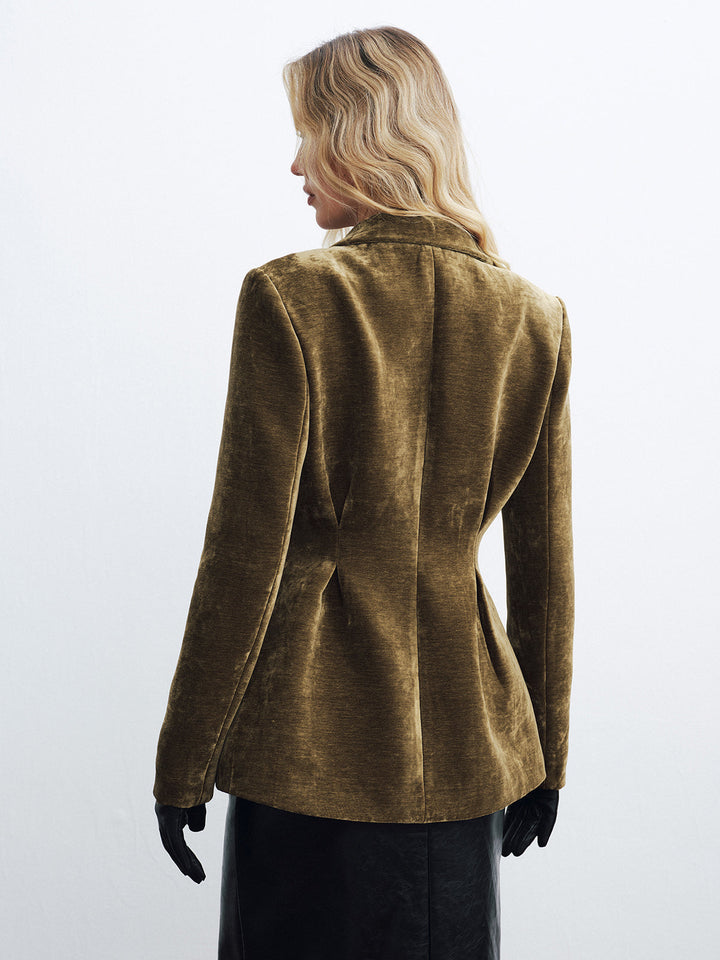 Velvet Single Button Blazer