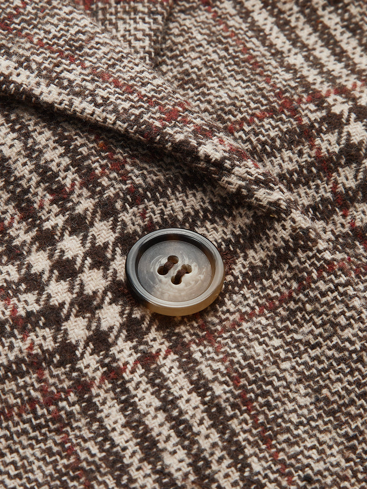Belted Plaid Tweed Blazer