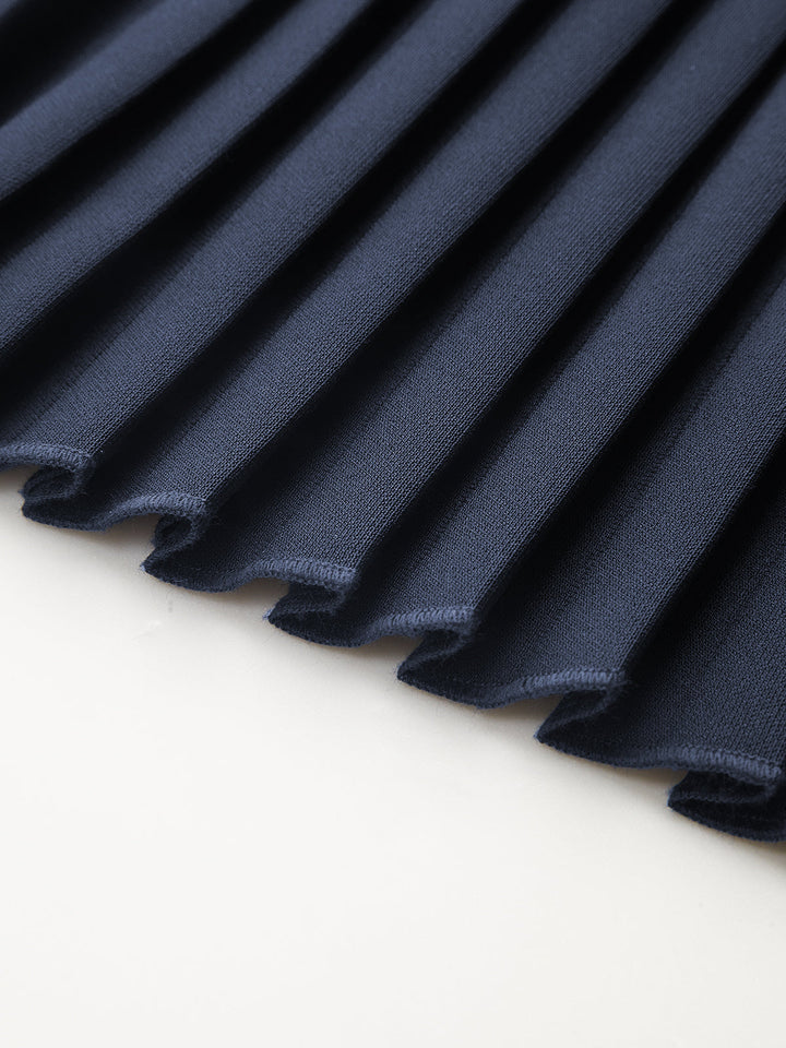 Belted Pleated Sleeveless Blazer Dress