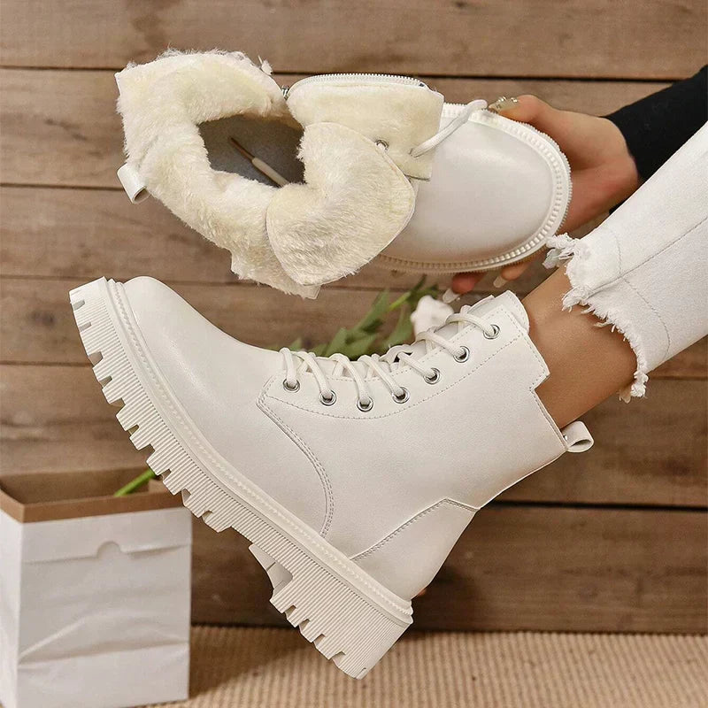 ChicPlush™ Women's Plush Lace-Up Ankle Boots