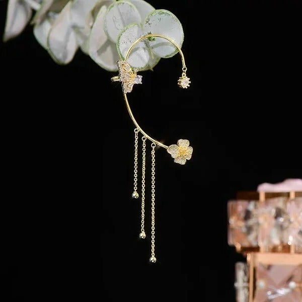 Camille - Clip-on Butterfly Tassel Earrings