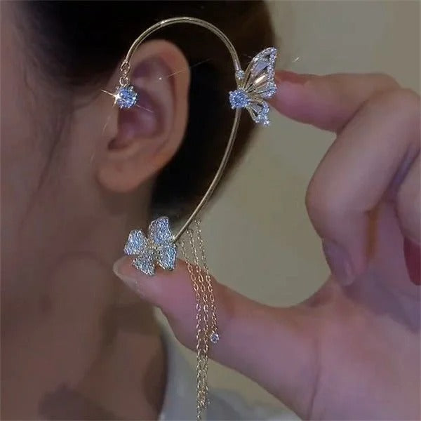 Camille - Clip-on Butterfly Tassel Earrings