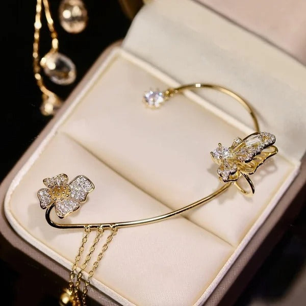 Camille - Clip-on Butterfly Tassel Earrings