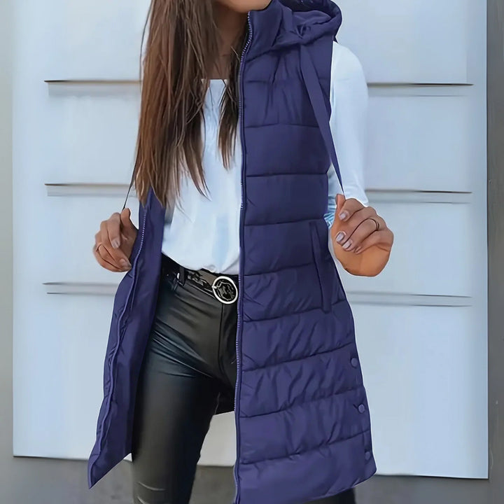 Amy l Casual Sleeveless Hood Long Puffer Vest