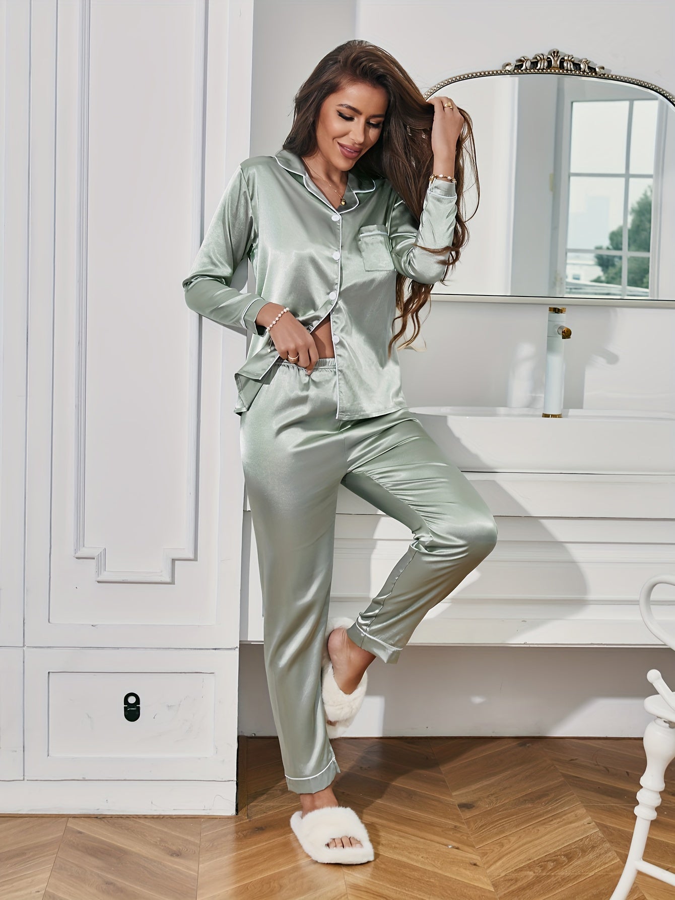 Casual silk pajama set