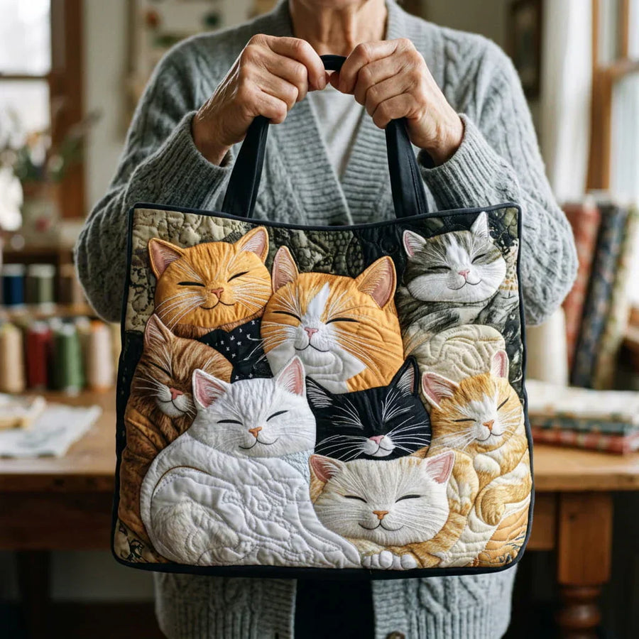 Handcrafted Quilted Bag - Sleeping Kittens