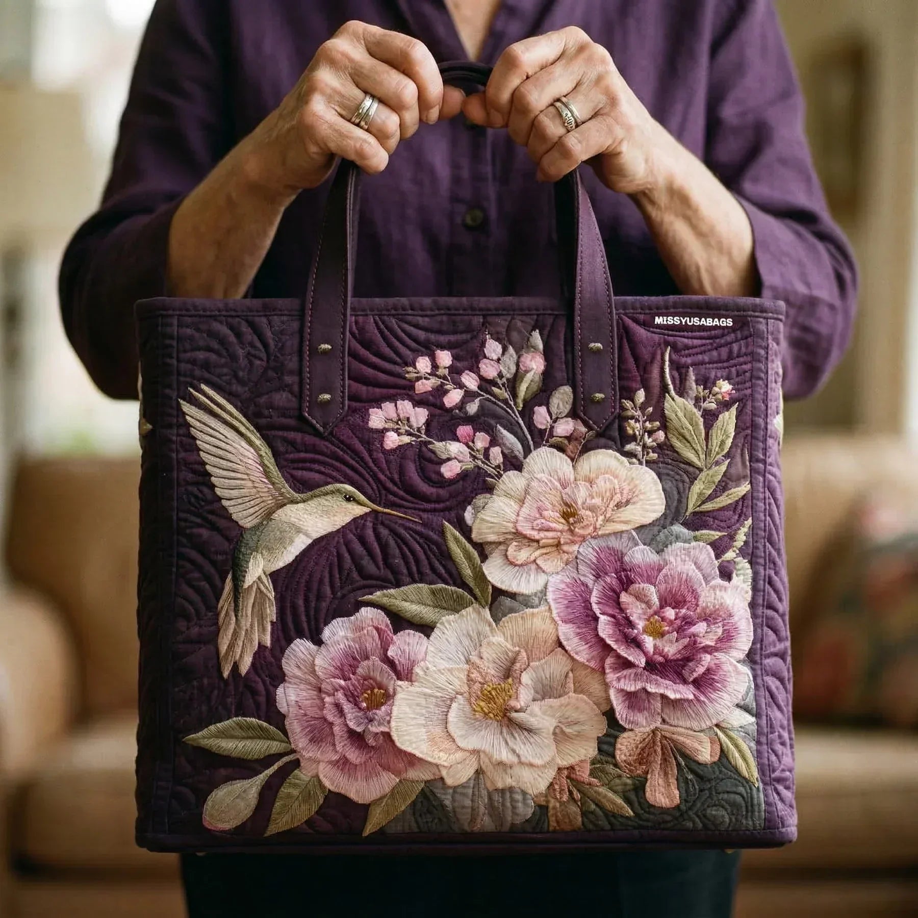 Artisan Prošívaná Taška - Kolibříci a Orchideje