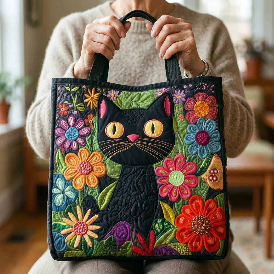 Prošívaná taška - Kouzelná černá kočka