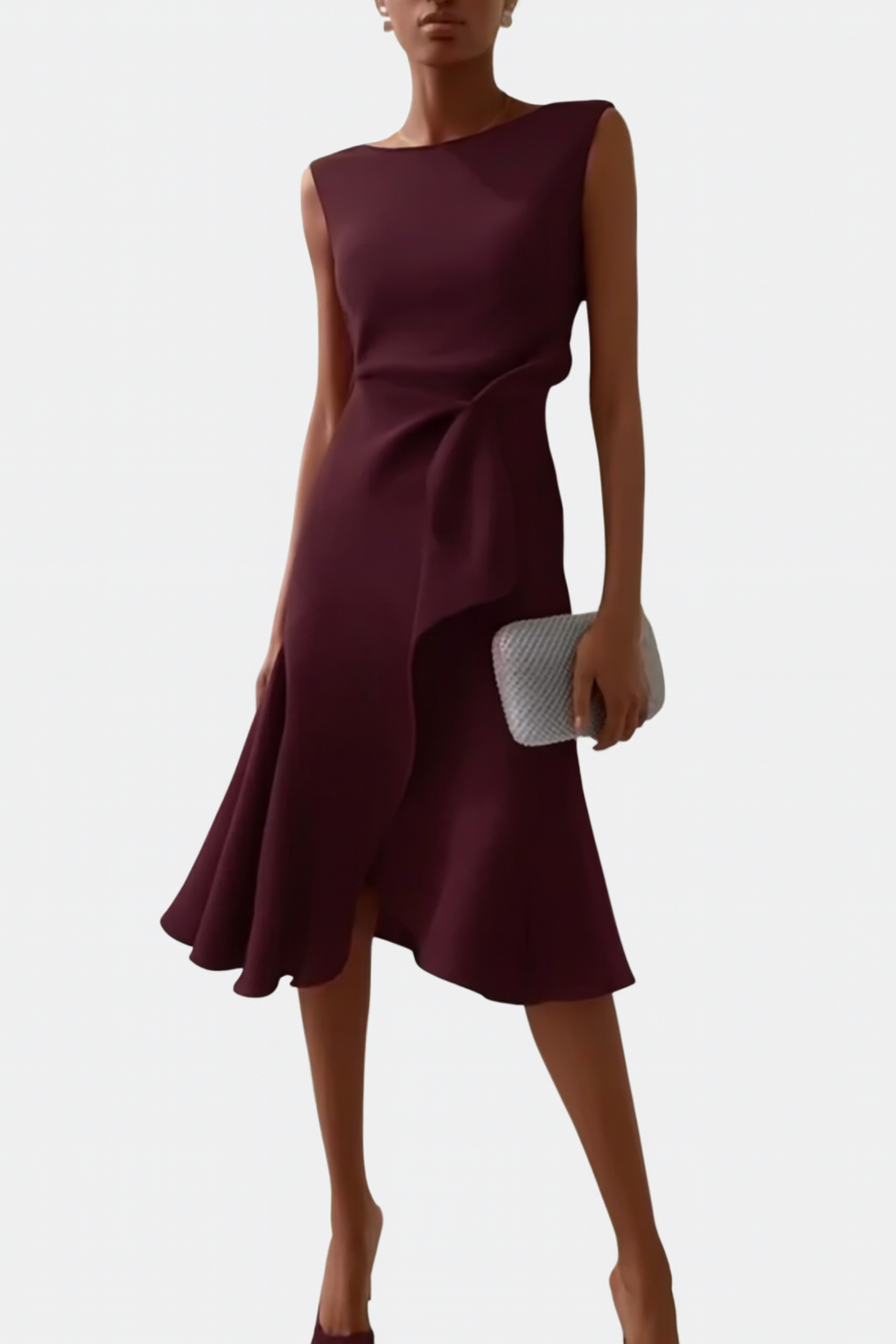 Draped Asymmetric Midi Dress
