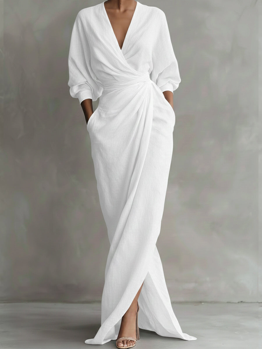 Women's Linen And Cotton Extra-long Dress