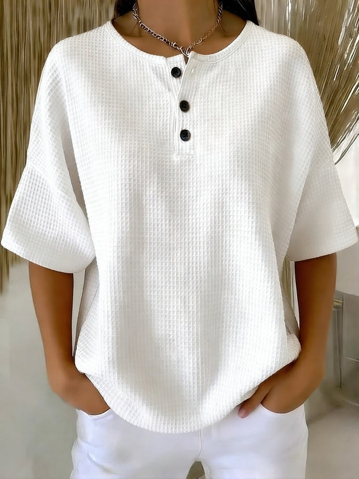 Casual Waffle Henry Collar Sweatshirt